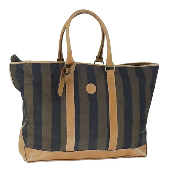 FENDI Pecan Canvas Boston Bag Coated Canvas Khaki Brown - Picture 1 of 12